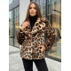 Sieviešu brūna kažokādas jaka ar dzīvnieku rakstu Leopard Sieviešu jakas