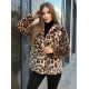 Sieviešu brūna kažokādas jaka ar dzīvnieku rakstu Leopard Sieviešu jakas