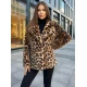 Sieviešu brūna kažokādas jaka ar dzīvnieku rakstu Leopard Sieviešu jakas