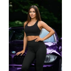 Sieviešu melni plati legingi Sport