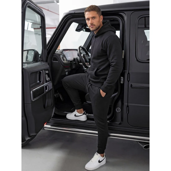 Vīriešu melnas ikdienas bikses Sergo Gadījuma bikses