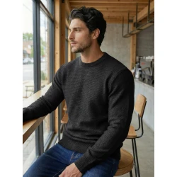 Vīriešu melns džemperis Remin
