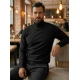 Vīriešu melns džemperis ar augstu apkakli Melba