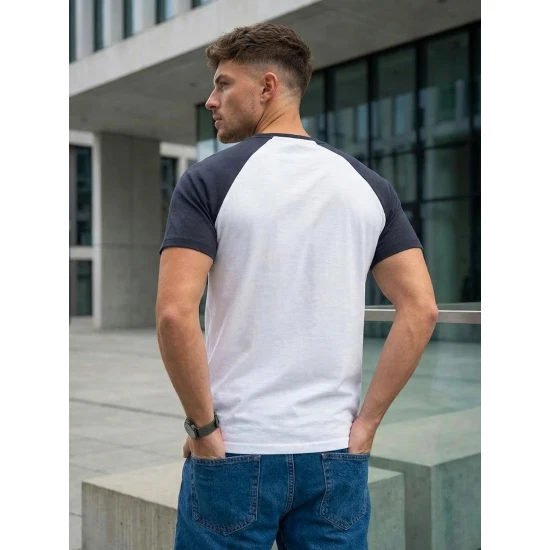 Vīriešu balts/tumši zils krekls Dilan T-krekls