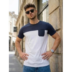 Vīriešu balts/tumši zils T-krekls Billy