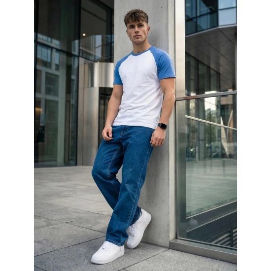 Vīriešu balts/zils krekls Dilan T-krekls