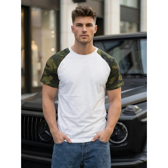 Vīriešu balts/kamuflāžas krekls Arnol T-krekls