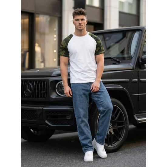 Vīriešu balts/kamuflāžas krekls Arnol T-krekls