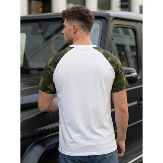 Vīriešu balts/kamuflāžas krekls Arnol T-krekls
