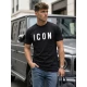 Vīriešu melns T-krekls Icon T-krekls ar saukļiem