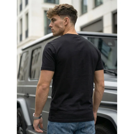 Vīriešu melns T-krekls Icon T-krekls ar saukļiem