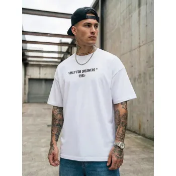 Vīriešu balts oversize t-krekls Dreamers