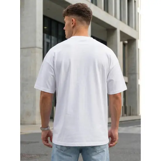 Vīriešu balts oversize krekls Perfect T-krekls ar saukļiem