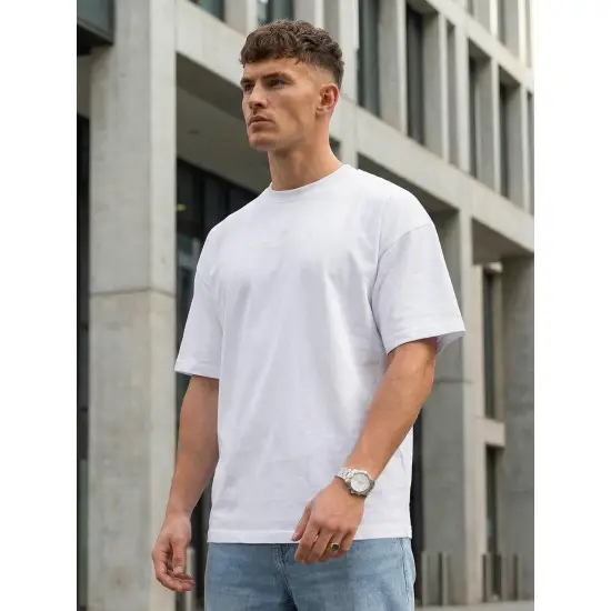 Vīriešu balts oversize krekls Perfect T-krekls ar saukļiem