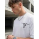 Vīriešu balts oversize T-krekls Jevin T-krekls ar saukļiem