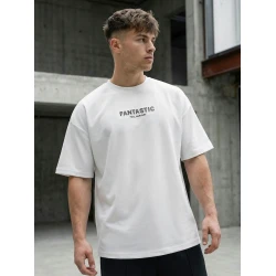 Vīriešu balts oversize t-krekls Fantastic