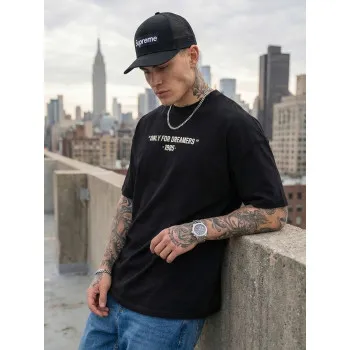 Vīriešu melns oversize t-krekls Dreamers