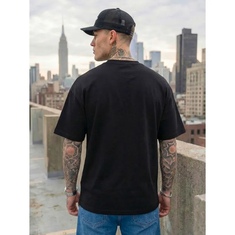 Vīriešu melns oversize t-krekls Dreamers T-krekls ar saukļiem