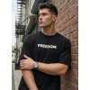 Vīriešu melns T-krekls Freedom T-krekls ar saukļiem