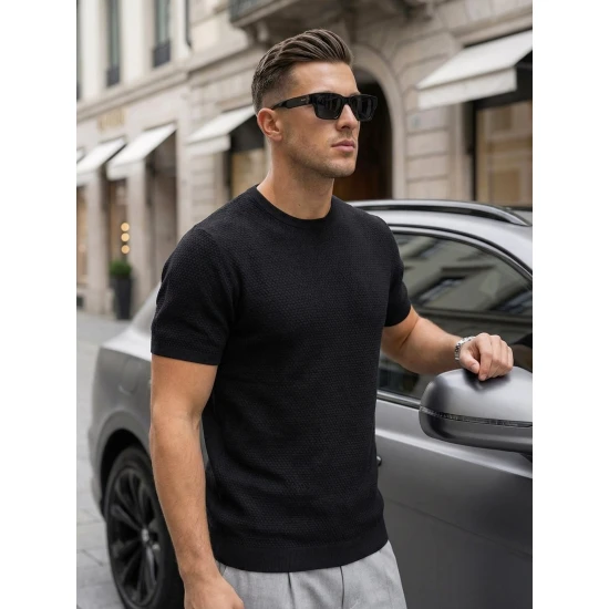 Vīriešu melni T-krekli Comfort Vienkrāsains T-krekls