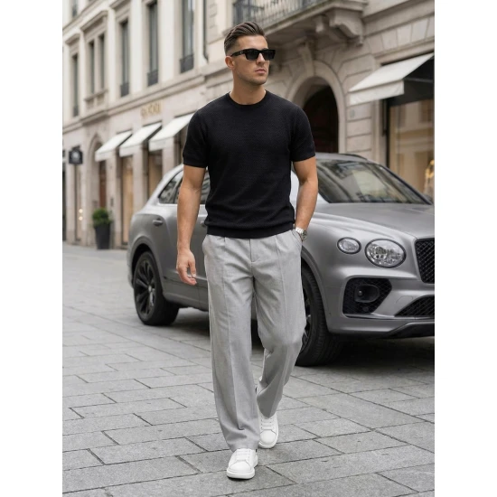 Vīriešu melni T-krekli Comfort Vienkrāsains T-krekls