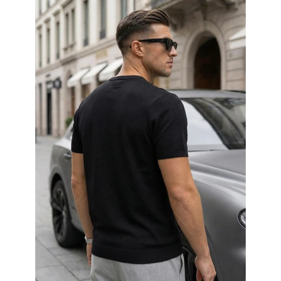 Vīriešu melni T-krekli Comfort Vienkrāsains T-krekls