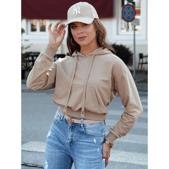 Sieviešu brūns džemperis ar kapuci Trend