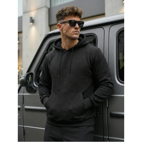 Džemperis ar kapuci melns Ifer JS/3B566