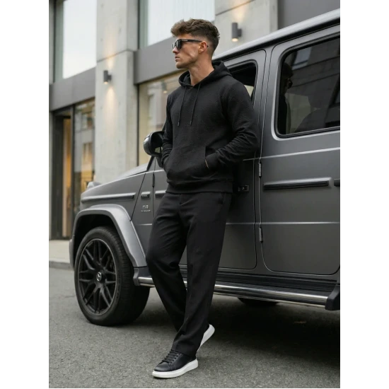 Džemperis ar kapuci melns Ifer JS/3B566