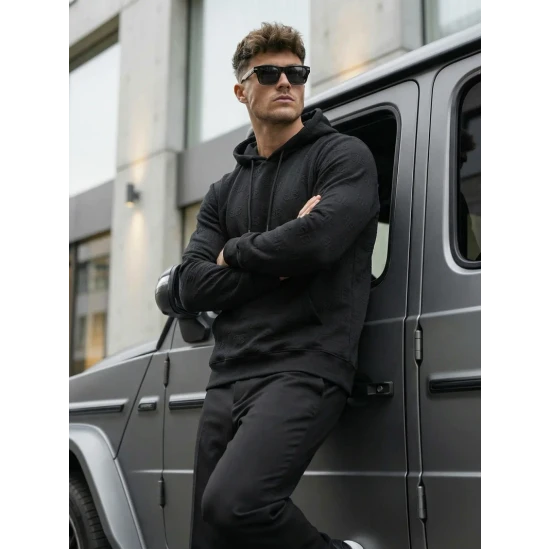 Džemperis ar kapuci melns Ifer JS/3B566