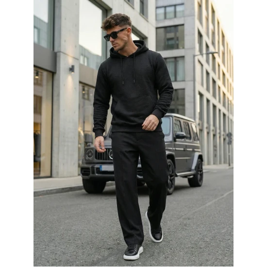 Džemperis ar kapuci melns Ifer JS/3B566