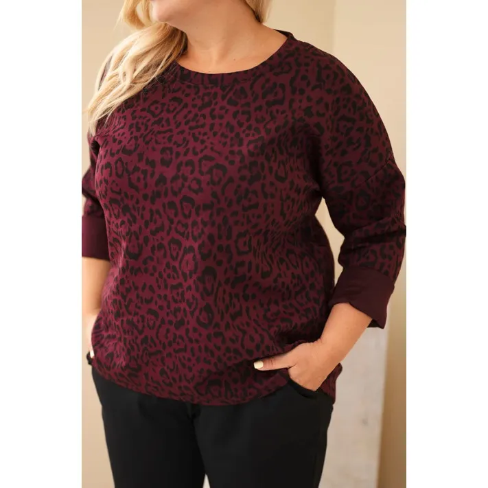 Sieviešu bordo krāsas blūze „Leopard“