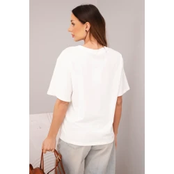 Sieviešu balts T-krekls ar īsām piedurknēm Elin