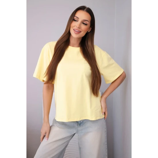 Sieviešu dzeltens T-krekls ar īsām piedurknēm Elin Sieviešu vienkrāsains T-krekls