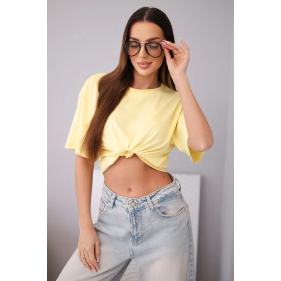 Sieviešu dzeltens T-krekls ar īsām piedurknēm Elin Sieviešu vienkrāsains T-krekls
