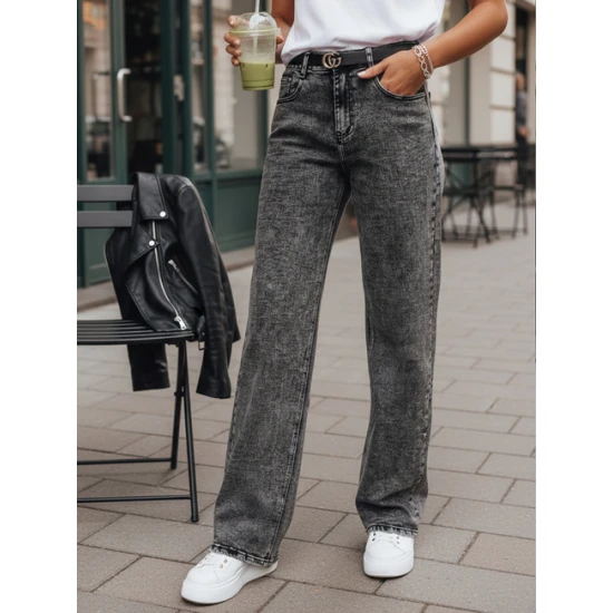 Sieviešu platās melnās džinsu bikses Adel Džinsi un bikses