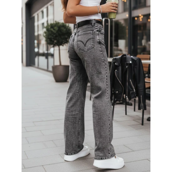 Sieviešu platās melnās džinsu bikses Adel Džinsi un bikses