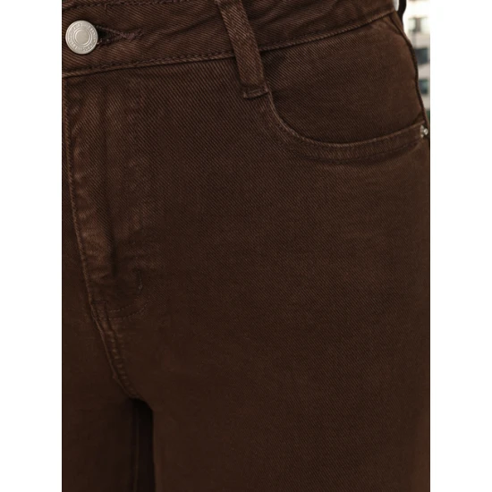 Sieviešu brūni džinsi ar augstu vidukli Lind Džinsi un bikses