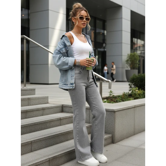 Sieviešu pelēkie džinsi Lili Džinsi un džogeri