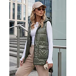Sieviešu tumši zaļa spīdīga veste Jess