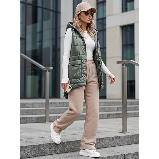 Sieviešu tumši zaļa spīdīga veste Jess Sieviešu vestes