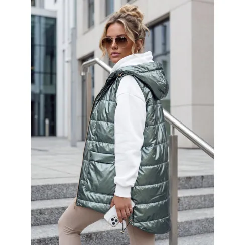 Sieviešu zaļa spīdīga veste Jess Sieviešu vestes