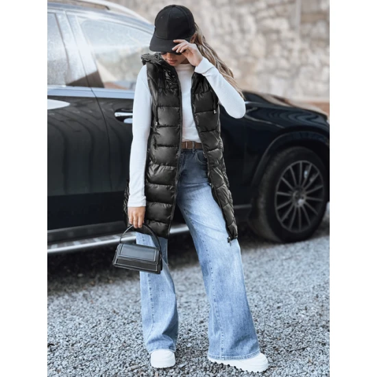 Sieviešu melna stepēta veste Foxy