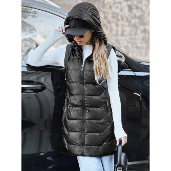 Sieviešu melna stepēta veste Foxy