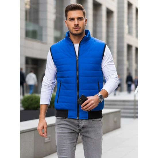 Vīriešu zila stepēta veste Lider Vestes