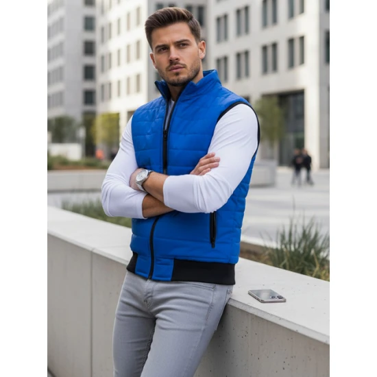 Vīriešu zila stepēta veste Lider Vestes