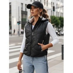 Sieviešu melna veste ar kapuci Teros