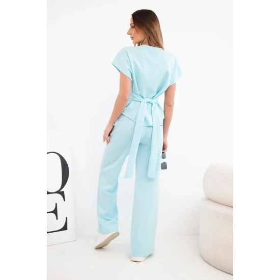 Sieviešu piparmētru komplekts ar platām biksēm Floren Sieviešu uzvalki