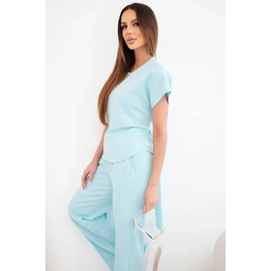 Sieviešu piparmētru komplekts ar platām biksēm Floren Sieviešu uzvalki