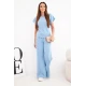 Sieviešu zils komplekts ar platām biksēm Floren